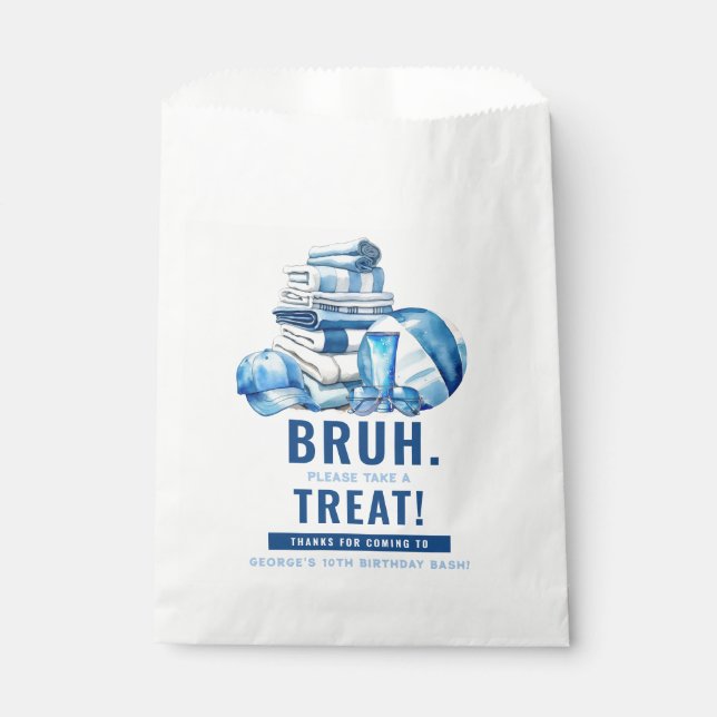 Sacolinha BRUH. Aniversário do Piscina Azul Obrigado (Frente)