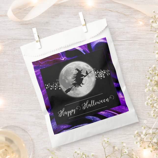 Sacolinha Bruxa Roxa Silhouette Halloween (Cortado)