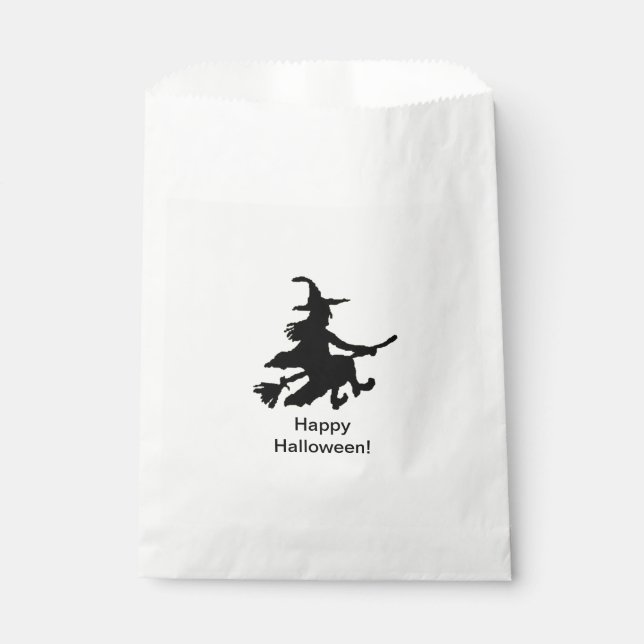 Sacolinha Bruxa Voadora - Amarelo - Feliz Halloween - Saca d (Frente)