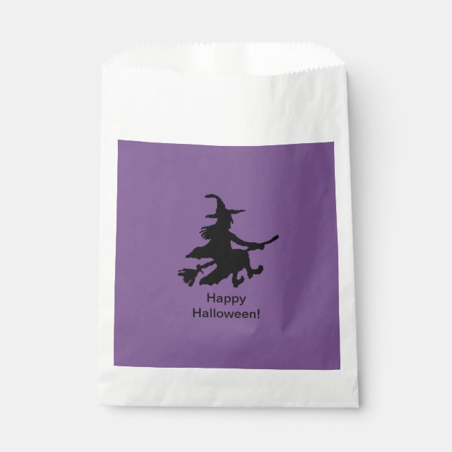 Sacolinha Bruxa Voadora - Roxo - Feliz Halloween - Saca de F (Frente)