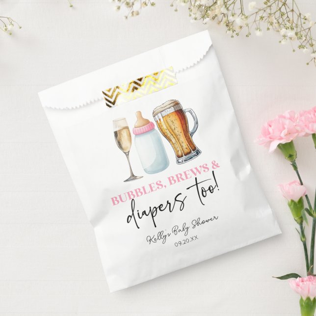 Sacolinha Bubbles Brews and Diapers Too! Baby Shower (Selado)