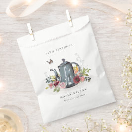 Sacolinha Bule Floral Elegante Rosa de Folha Qualquer Aniver