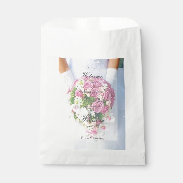 Sacolinha Buquê de flor de rendas bridal casamento editável (Frente)