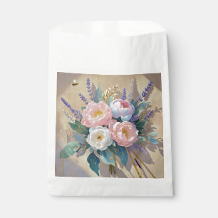 Sacolinha Buquê floral peônias lavanda