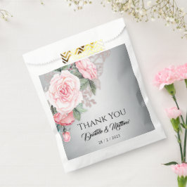 Sacolinha Buquê Rosa Rosa Rosa Luxe e Casamento Prateado