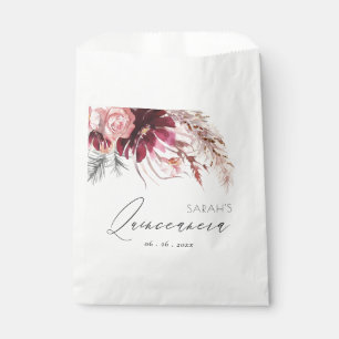 Sacolinha Burgundy Blush Floral Pampas Grass Quinceanera