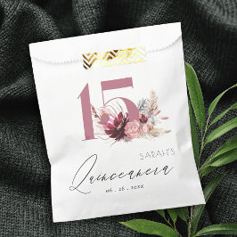 Sacolinha Burgundy Blush Floral Pampas Grass Quinceanera