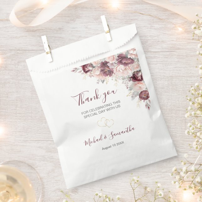 Sacolinha Burgundy Blush Peony e Casamento de Rosas (Cortado)