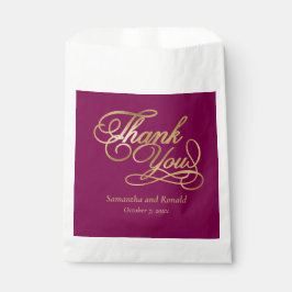 Sacolinha Burgundy & Gold Foil Thank You Calligraphy Wedding