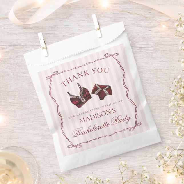 Sacolinha Burgundy Lingerie Bachelorette Panty Party Dessert (Cortado)