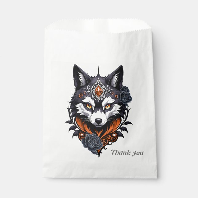 Sacolinha Cabeça de lobo majestoso, terminada em profundidad (Frente)