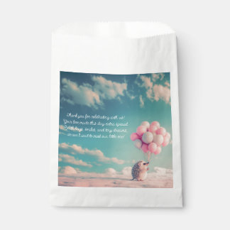 Sacolinha Cabeça de ouriço bonita com balões de aniversário,