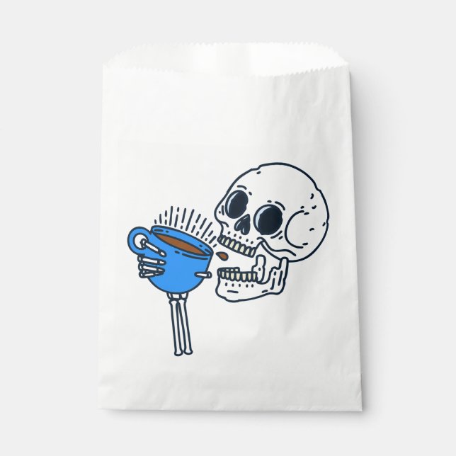 Sacolinha cabeça do bebendo de café halloween azul (Frente)