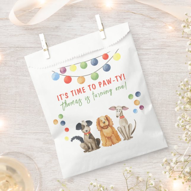 Sacolinha Cachorro Cachorro Primeiro Aniversário Paw-ty (Cortado)