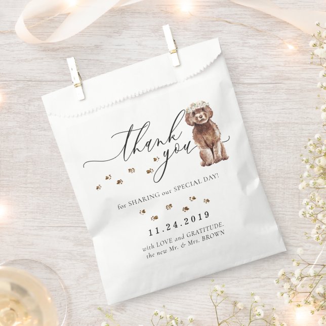 Sacolinha Cachorro Cavapoo marrom Agradecimento de Casamento (Cortado)