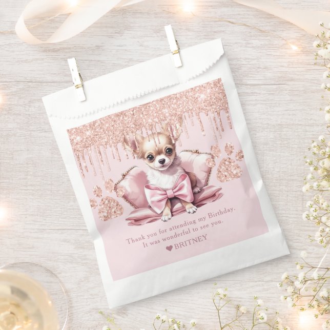 Sacolinha Cachorro Chihuahua personalizado com Aniversário G (Cortado)