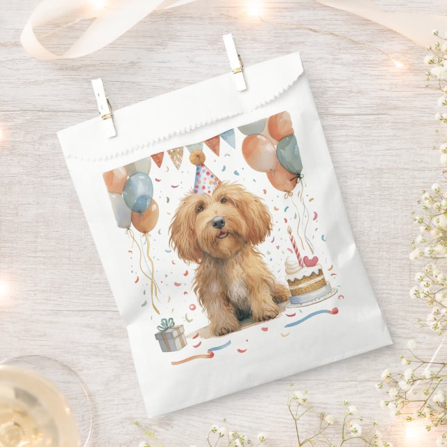 Sacolinha Cachorro de Goldendoodle de Aniversário (Cortado)