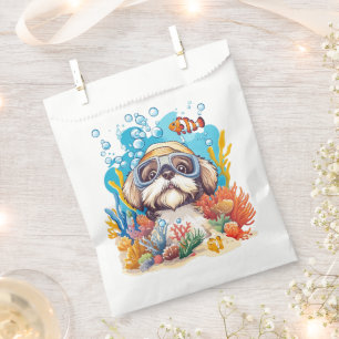 Sacolinha Cachorro Shih Tzu Snorkelando no Recife de Coral