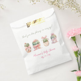 Sacolinha Cactus Pink Ribbon Baby Girl Chá Obrigado