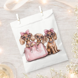 Sacolinha Cães de Dachshund Fashionáveis, Bolsa Rosa