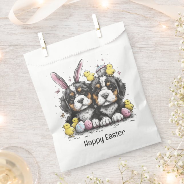 Sacolinha Cães de Montanha felz pascoa Bernese (Cortado)