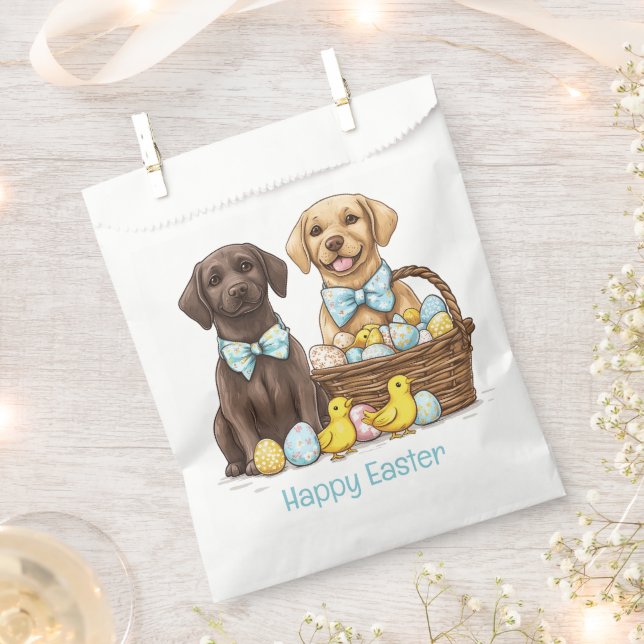 Sacolinha Cães Labrador Retriever Feliz Páscoa (Cortado)