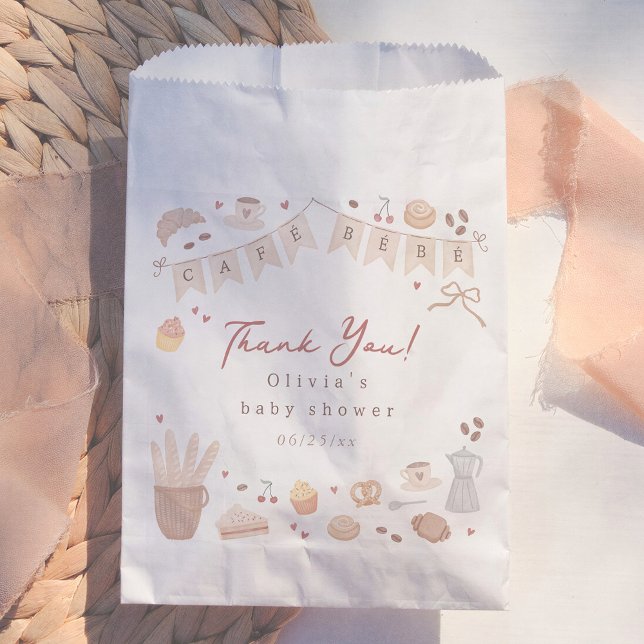 Sacolinha Cafe Bebe Watercolor French Bakery Baby Shower (Criador carregado)