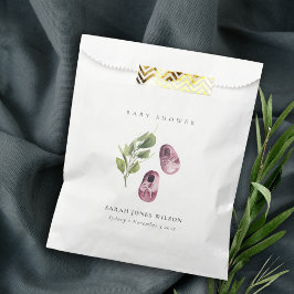 Sacolinha Calçado de folhagem verde-rosa Chá de fraldas