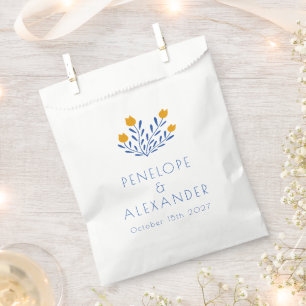 Sacolinha Calêndula Azul Folclórico Floral Casamento Persona