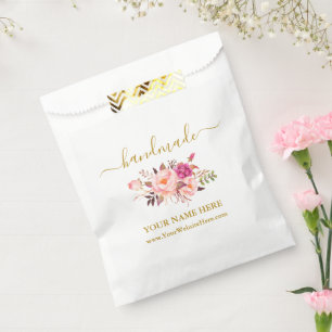 Sacolinha Caligrafia Frio Cor de Água Feita à Mancha Dourada