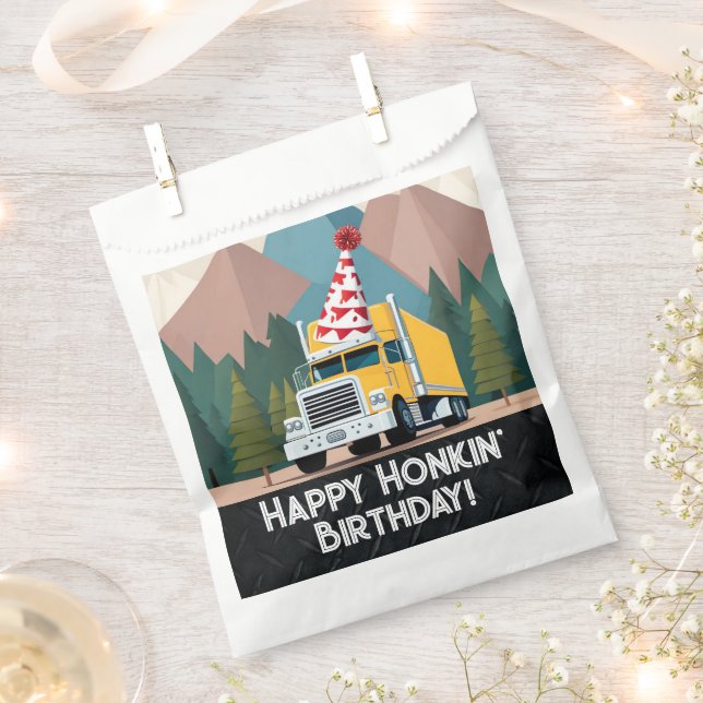 Sacolinha Caminhão Feliz Festa de Aniversário Engraçado Tran (Cortado)