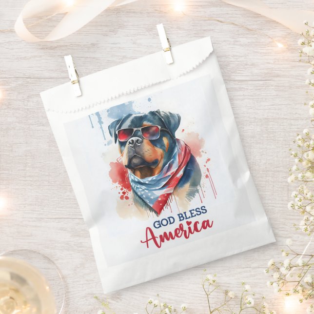 Sacolinha Cão-Rottweiler Patriótico (Cortado)