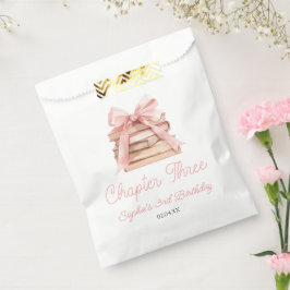 Sacolinha Capítulo Três Livros com Laço Rosa Festa de 3 Anos