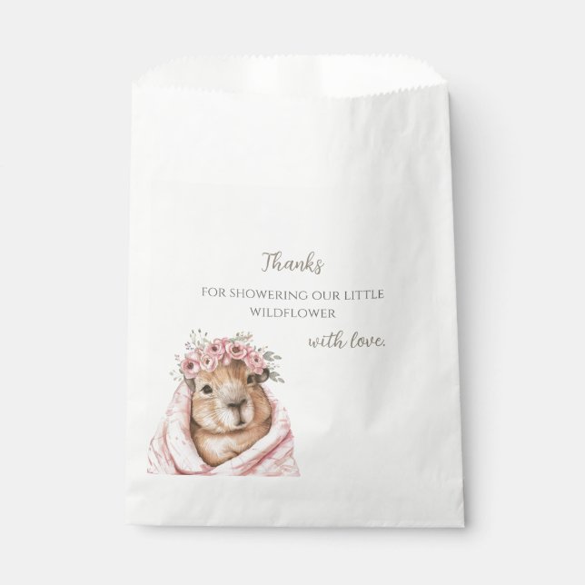 Sacolinha Capybara Baby Shower • Wildflower  (Frente)