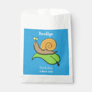 Sacolinha Caracol bonito e feliz numa ilustração de desenh