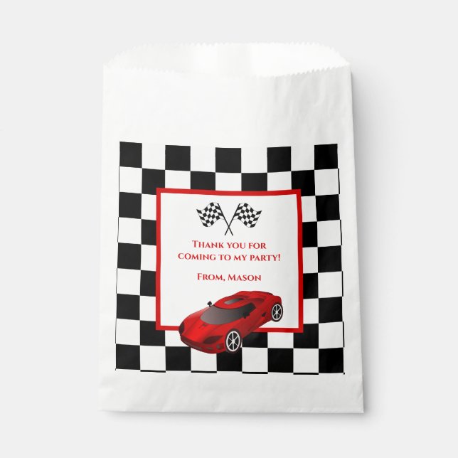 Sacolinha Carro Race Vermelho | Bolsas Festas de aniversário (Frente)