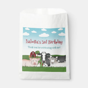 Sacolinha Cartoon Farm Animal Kid's Birthday Obrigado