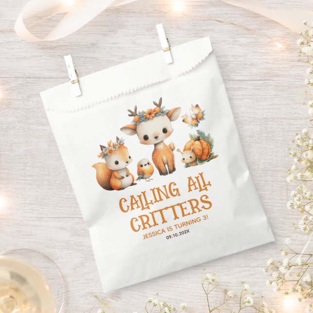 Sacolinha Cartoon Woodland Animals Cute Fall Kids' Birthday  (Cortado)