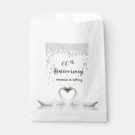 Sacolinha casal branco de cisne do aniversário de 60 anos de