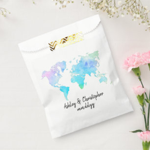 Sacolinha Casal de Casamento Personalizado do Mapa Mundial d