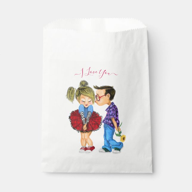 Sacolinha Casal Romântico Favor Bag - Eu Te Amo (Frente)
