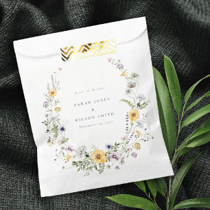 Sacolinha Casamento Amarelo de Flores Selvagens de Lilac Obr