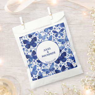 Sacolinha Casamento Azul De Borboleta Aquarela