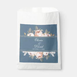 Sacolinha Casamento Boho Azul e Peônias Rosadas
