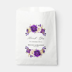 Sacolinha Casamento Botânico Dourado Violeta Roxo Real