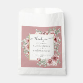 Sacolinha Casamento Botânico Floral Dusty Rosa Obrigado