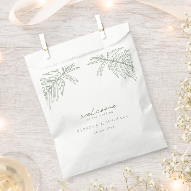 Sacolinha Casamento Botânico Simples Verde Sage (Cortado)