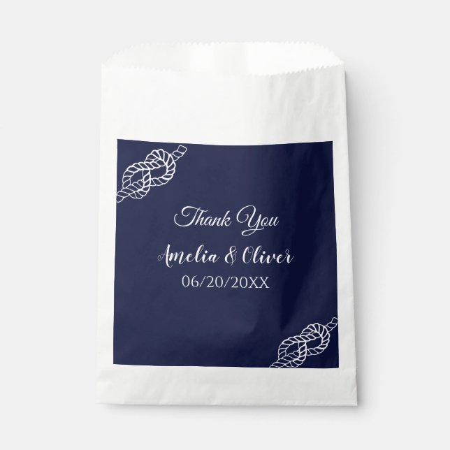 Sacolinha Casamento Branco E Marinho Da Corda Náutica Com O  (Frente)