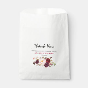 Sacolinha Casamento Burgundy Red Marsala, Russo Floral Boho