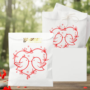 Sacolinha Casamento Caprichoso de Jardim com Corações Vermel
